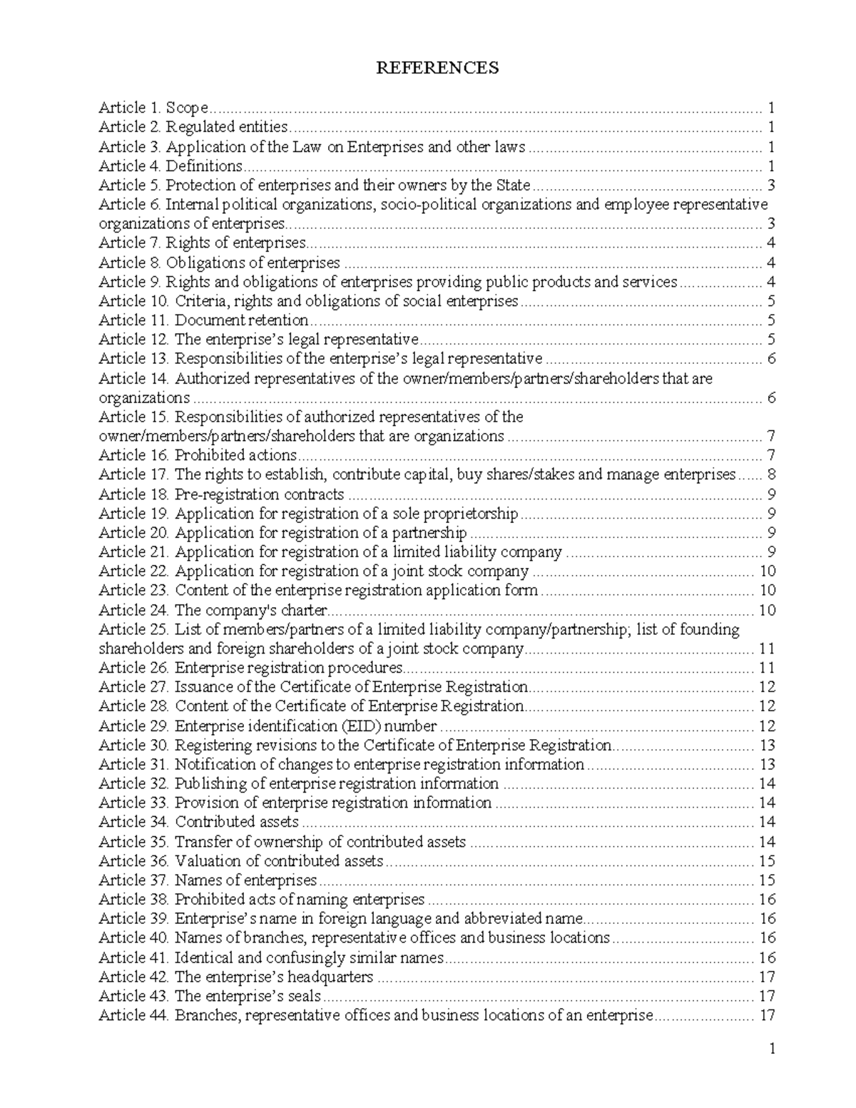 Comprehensive References on Enterprise Law and Regulations - Studocu