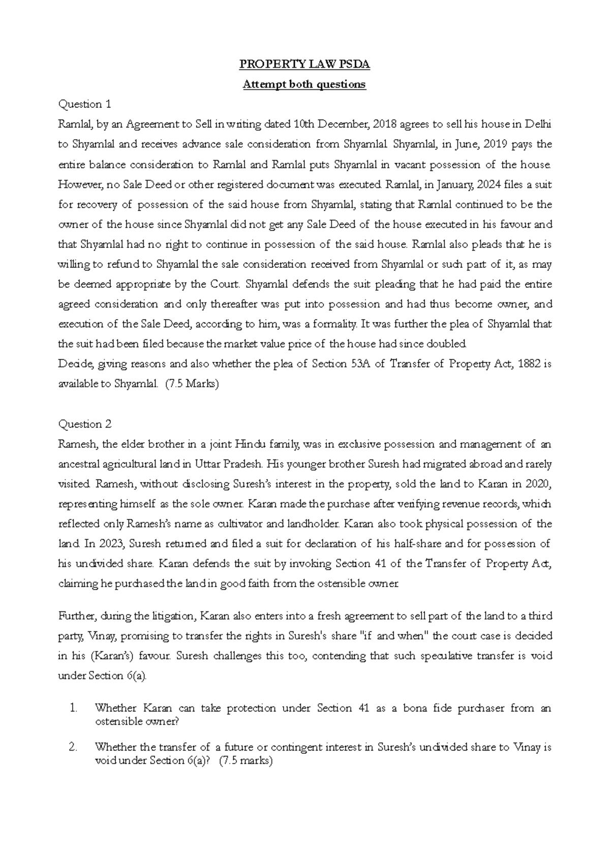 PROPERTY LAW PSDA Assignment: Analysis of Ownership Disputes and Legal ...