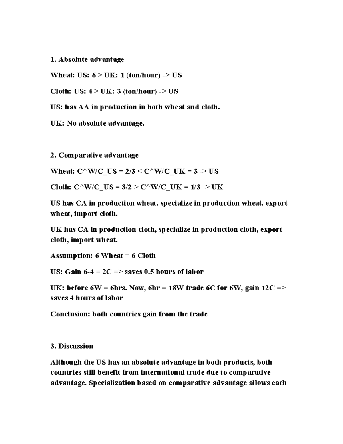 Absolute and Comparative Advantage in Trade Analysis - Studocu