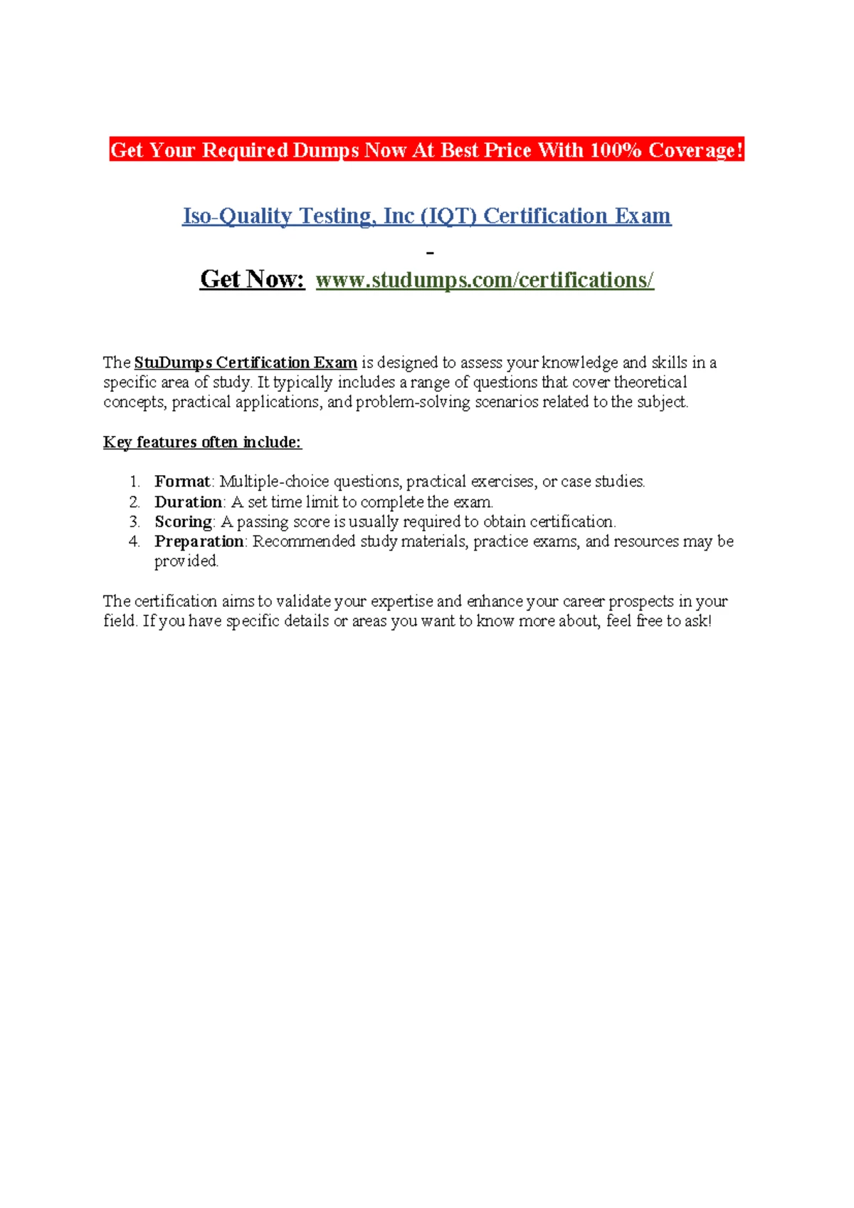 Certpot Certification Exam Overview: Key Features & Benefits (IQT ...