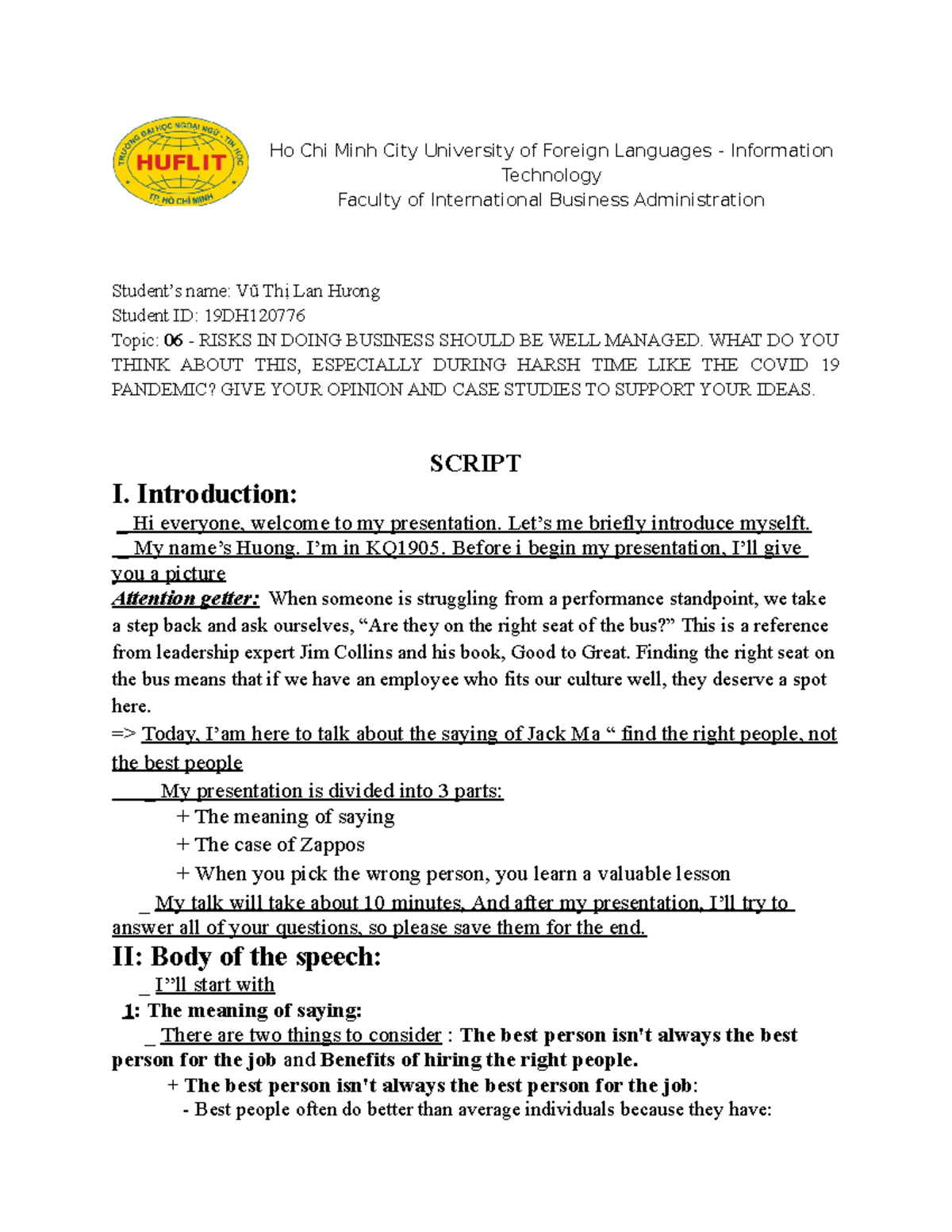 Script - Ho Chi Minh City University of Foreign Languages - Information ...