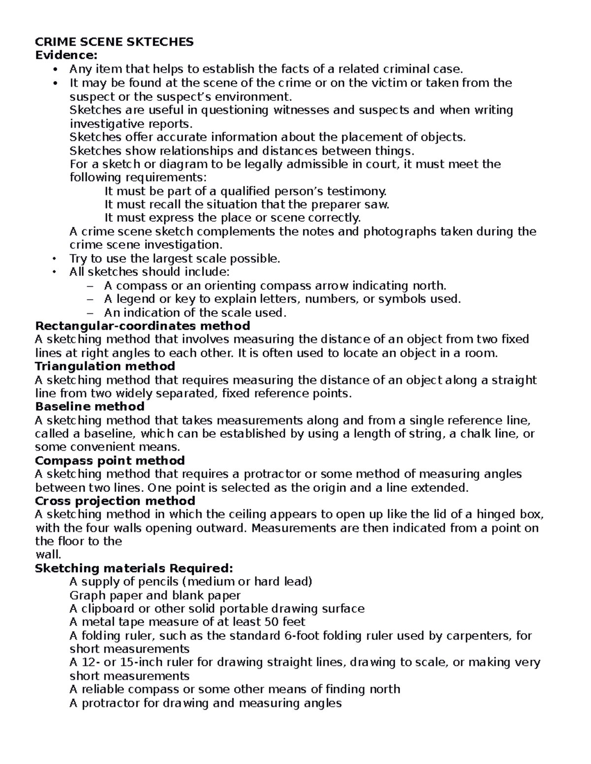 Crime Scene Sketches: Comprehensive Notes for Investigations - Studocu
