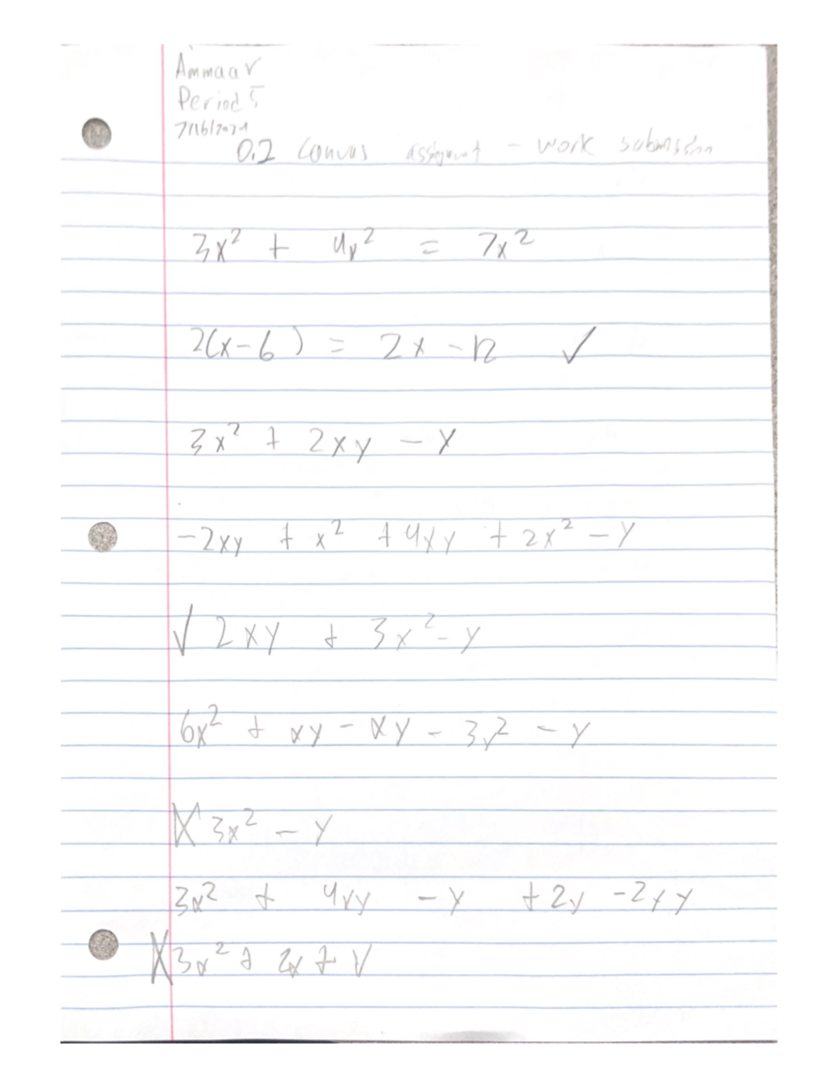Period 5 Work 2 Period 5 math algebra assignment - Mathematical ...