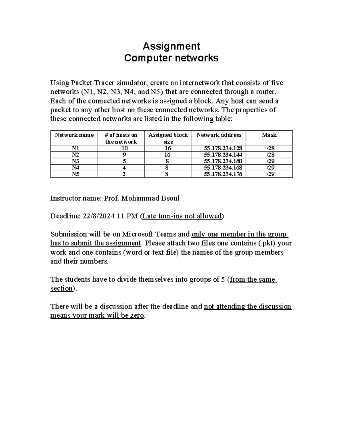 Computer Networks Assignment 2023-24: Summer Semester Project - Studocu