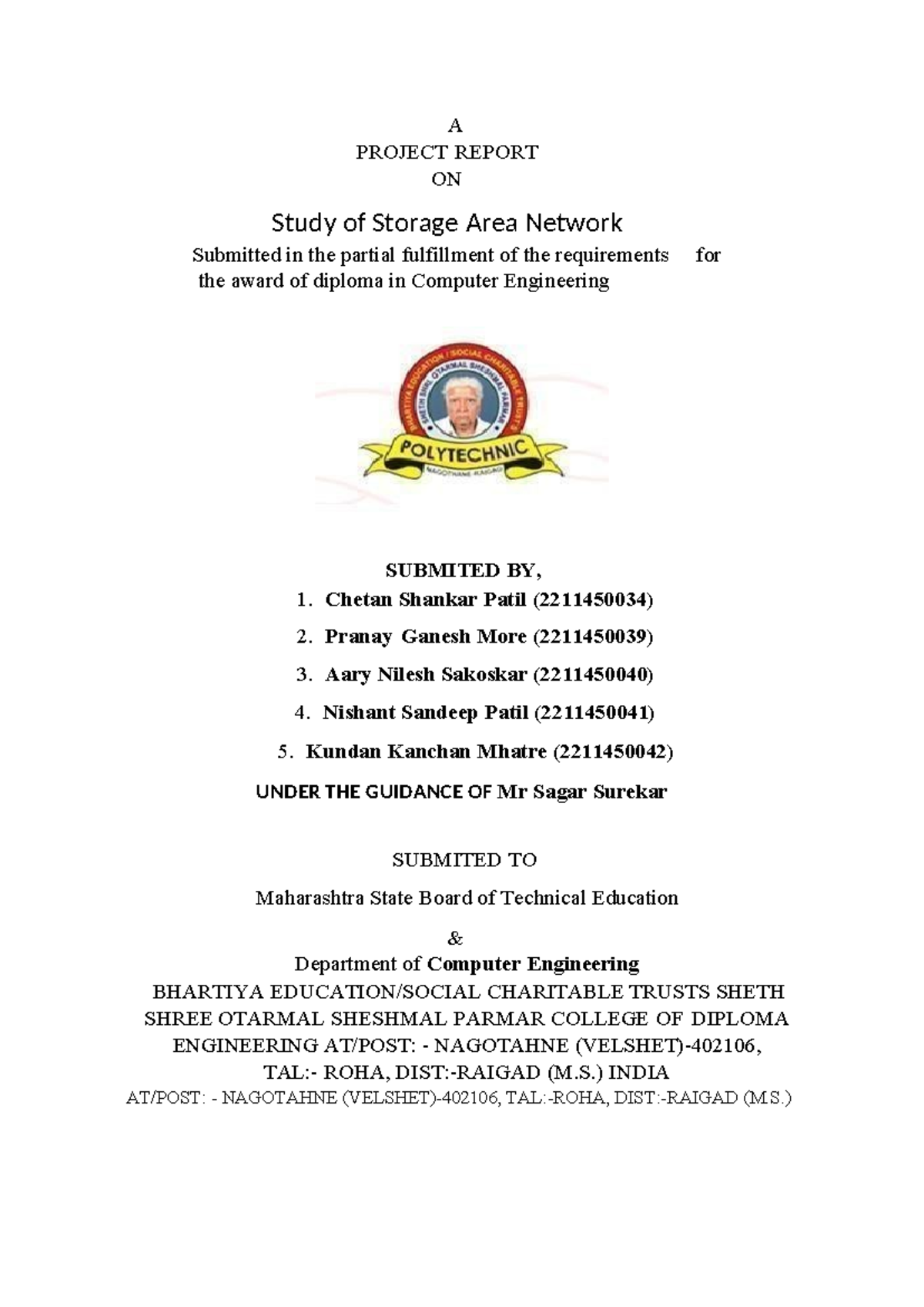 DCCN Micro-Project Report on Storage Area Network (2023-24) - Studocu