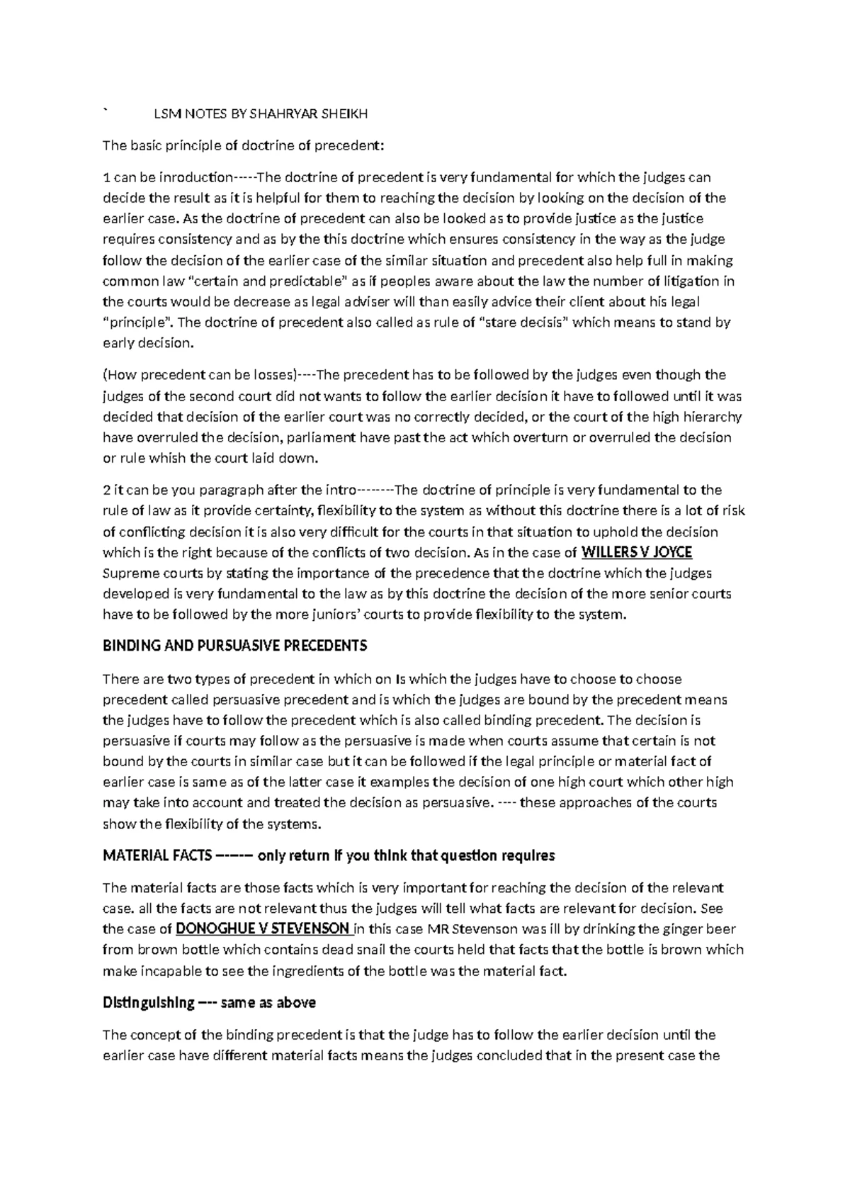 LAW 301: Analyzing the Impact of the Practice Statement 1966 on ...
