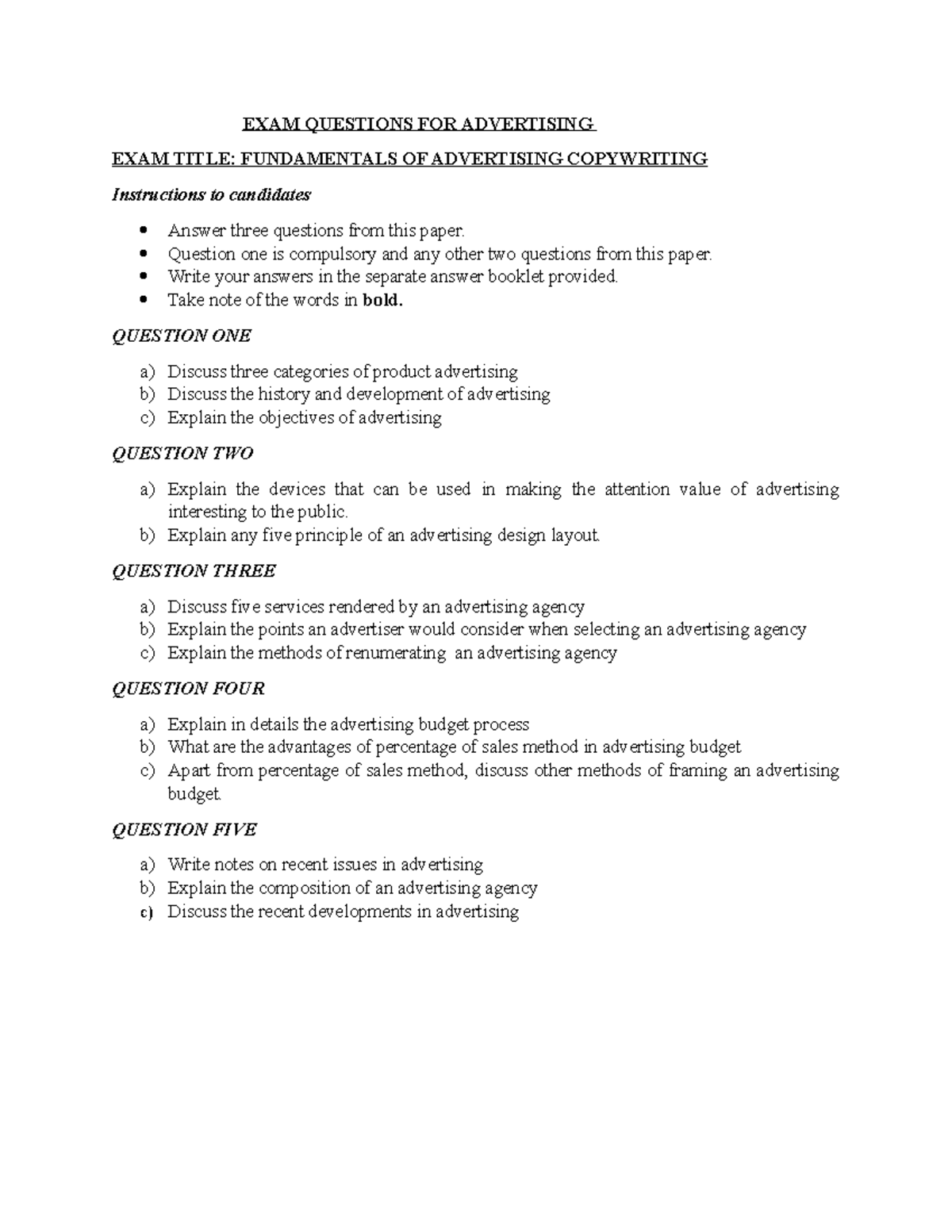 Advertising Exam 2 June: Fundamentals of Advertising Copywriting ...