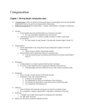 Compensation notes - Compensation refers to all forms of financial ...