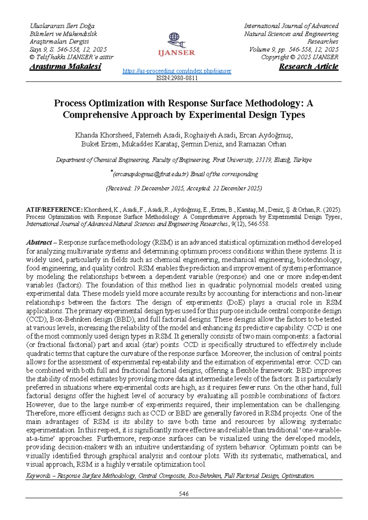 RSM 2025: Process Optimization with Response Surface Methodology - Studocu