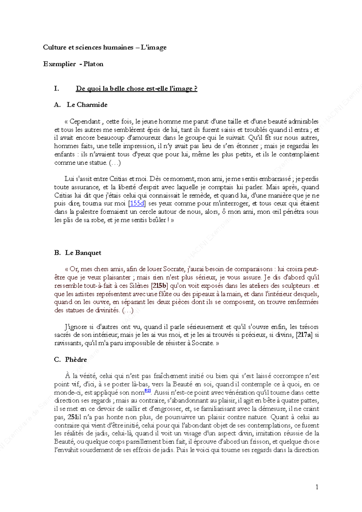 3. Platon - Image - Exemplier - Culture et sciences humaines – L’image ...