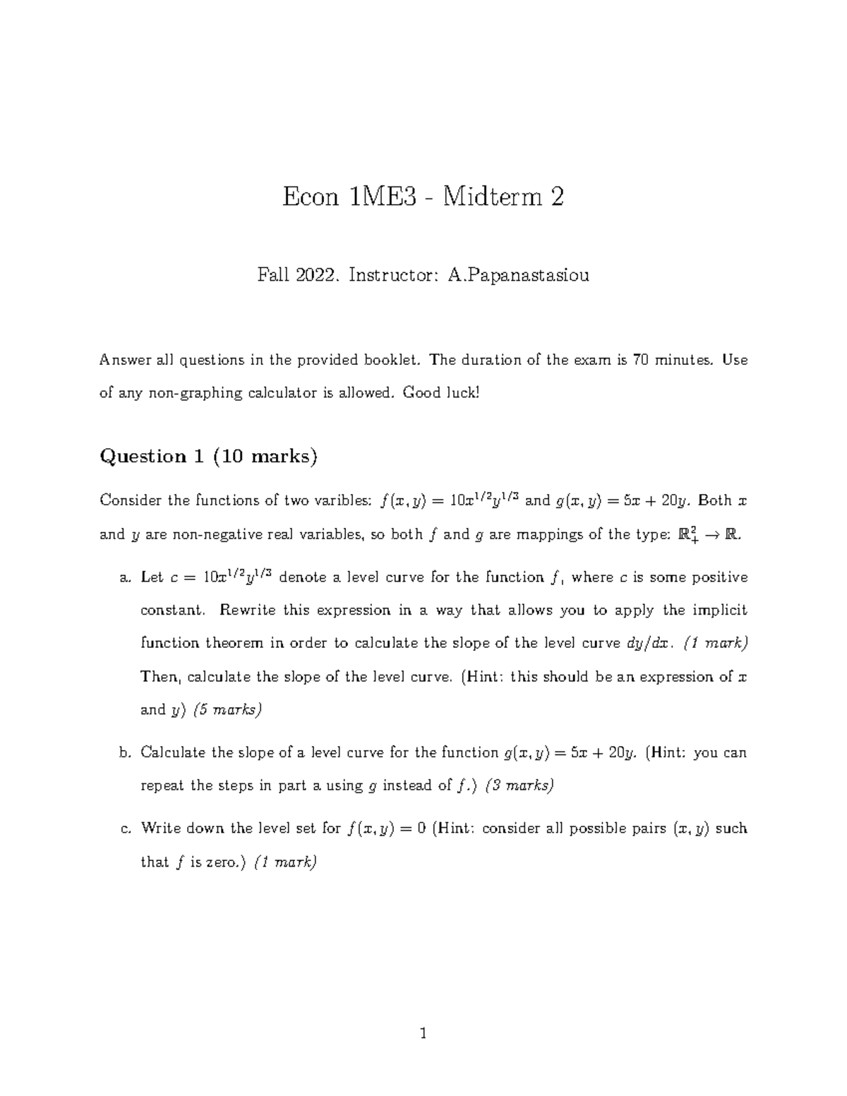 Econ 1ME3 - Midterm 2 Exam Review Notes - Fall 2022 - Studocu