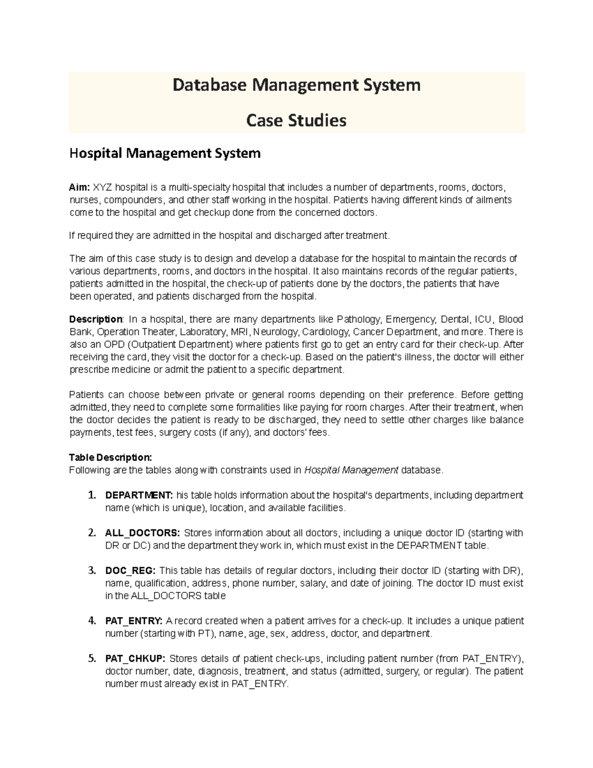 Database Management System Case Studies - Database Management System ...