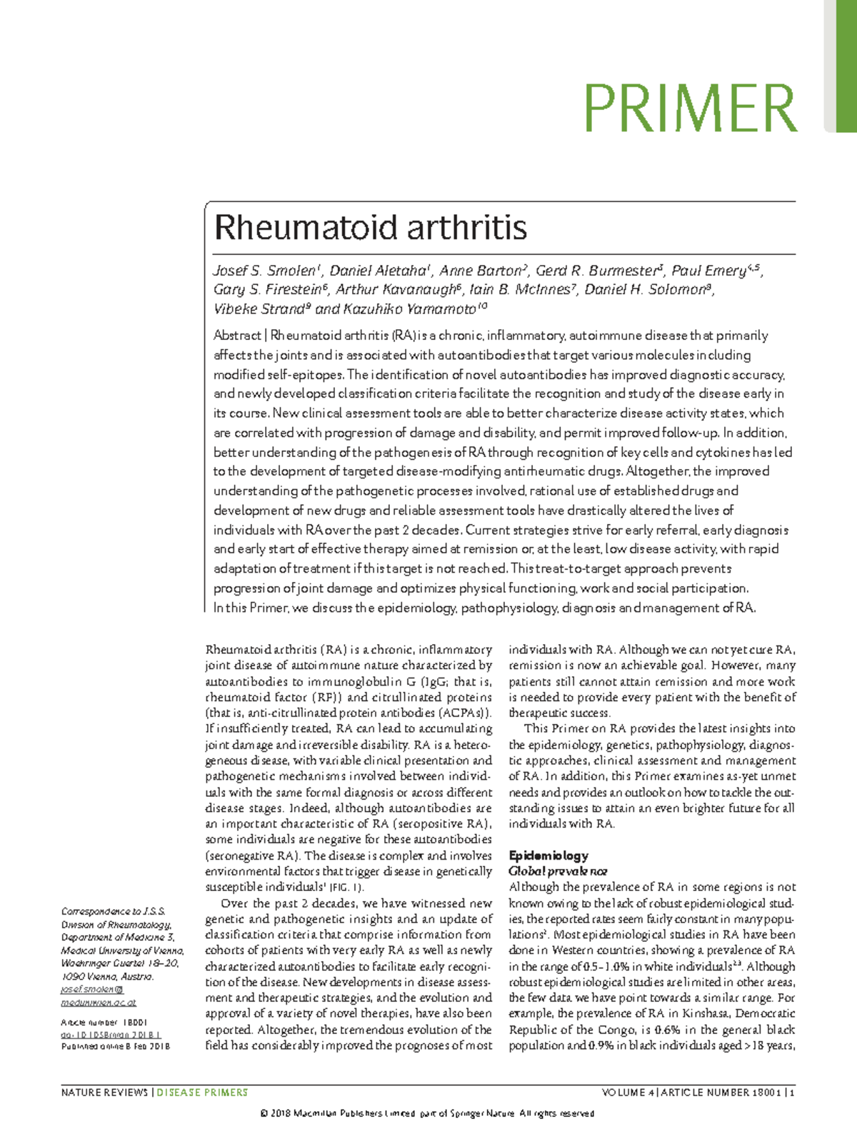 PRIMER: Latest Insights into Rheumatoid Arthritis (RA) Management and ...