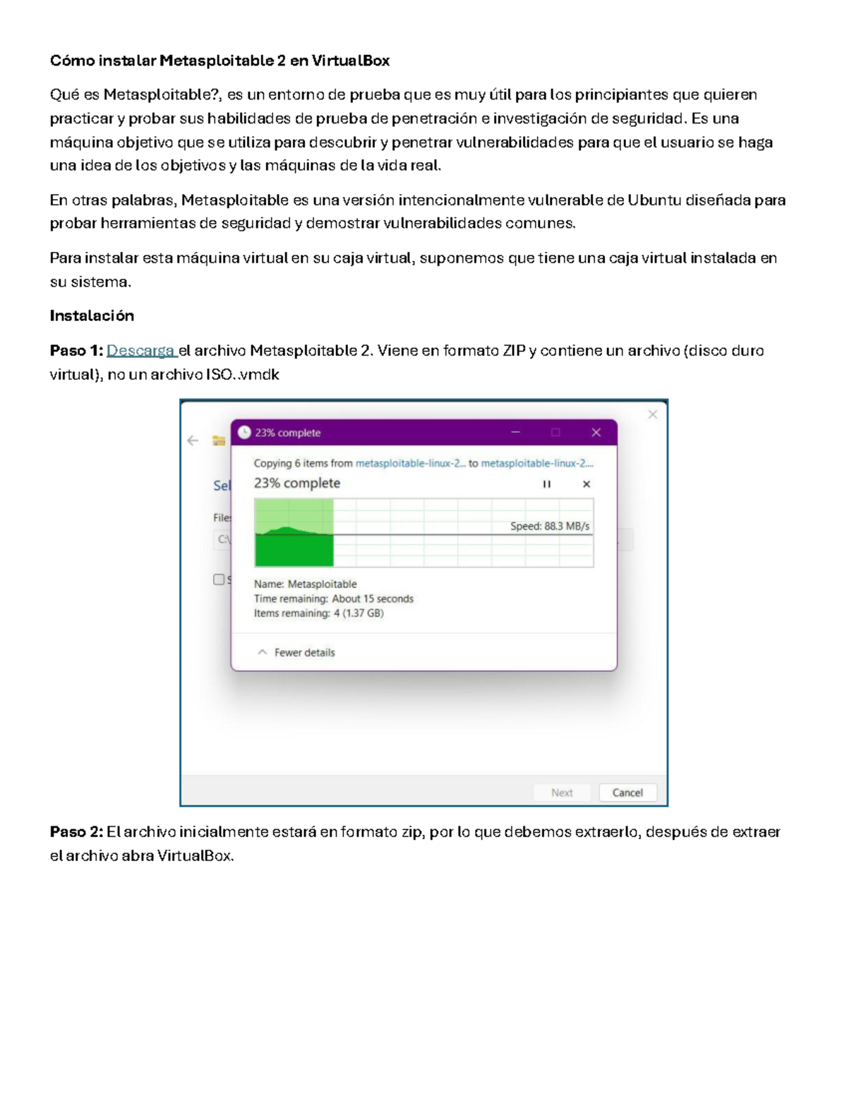 Guía de Instalación de Metasploitable 2 en VirtualBox - Studocu