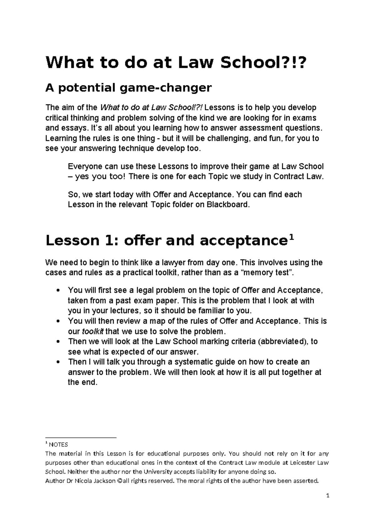 000000 Wtda LS Lesson 1 - Notes - What to do at Law School?!? A ...