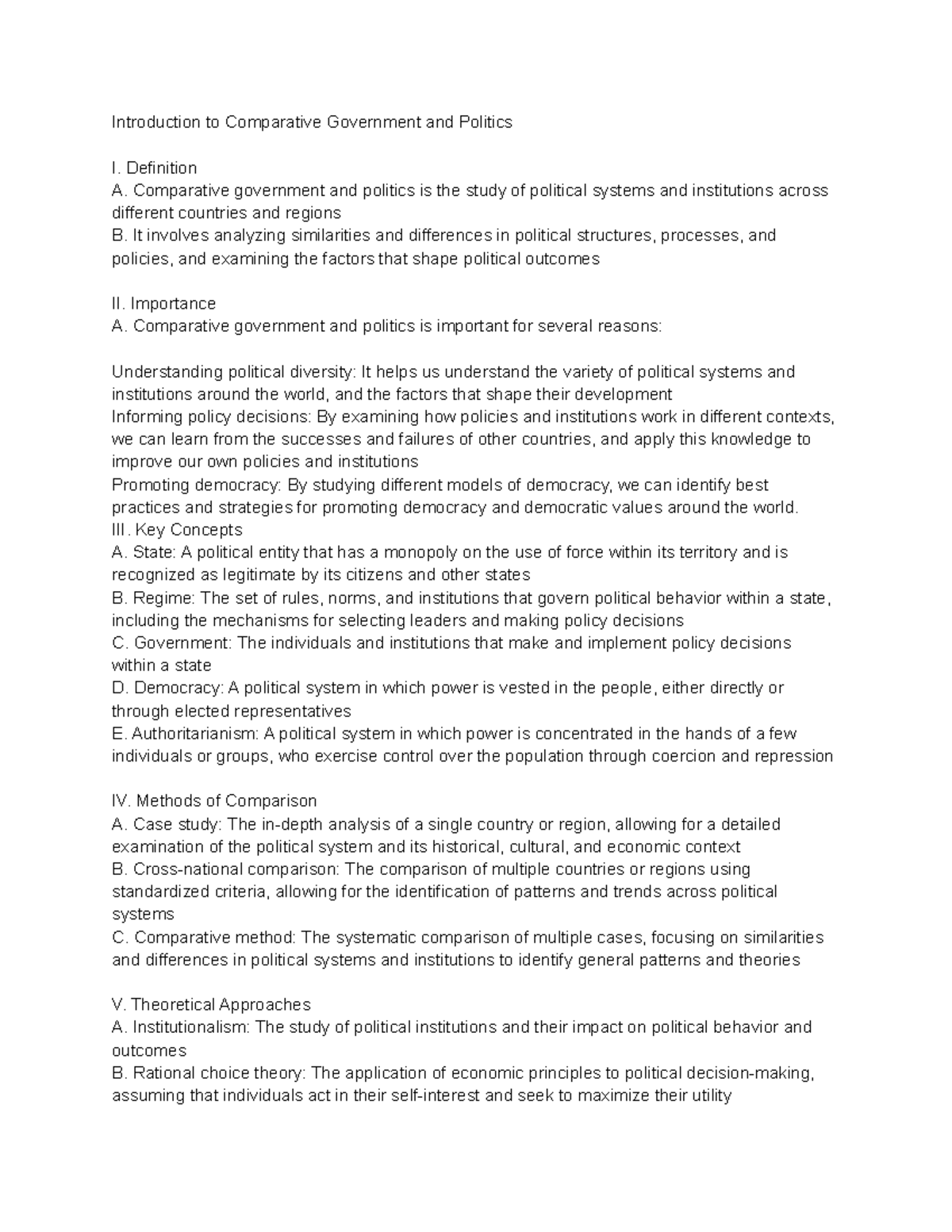 Comparative Government and Politics: An Introductory Guide - Studocu