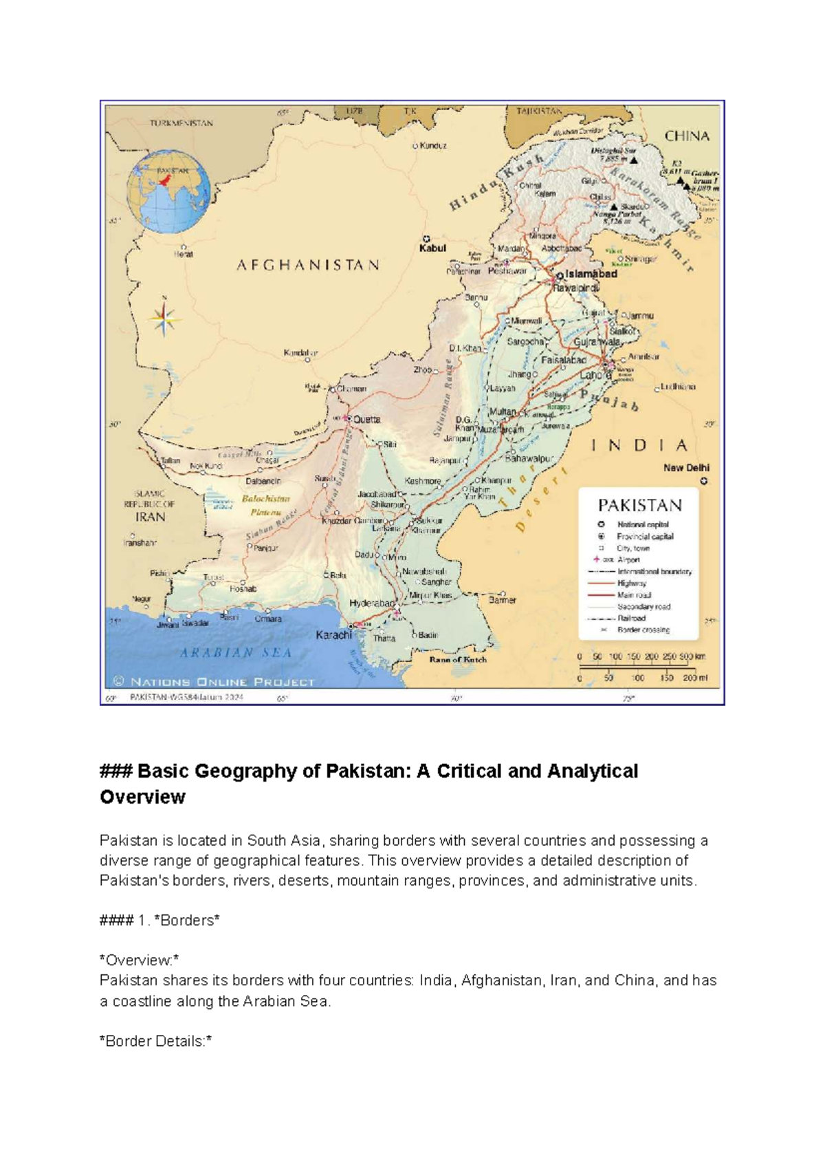 Geography and People of Pakistan: A Critical Overview (GEO 101) - Studocu