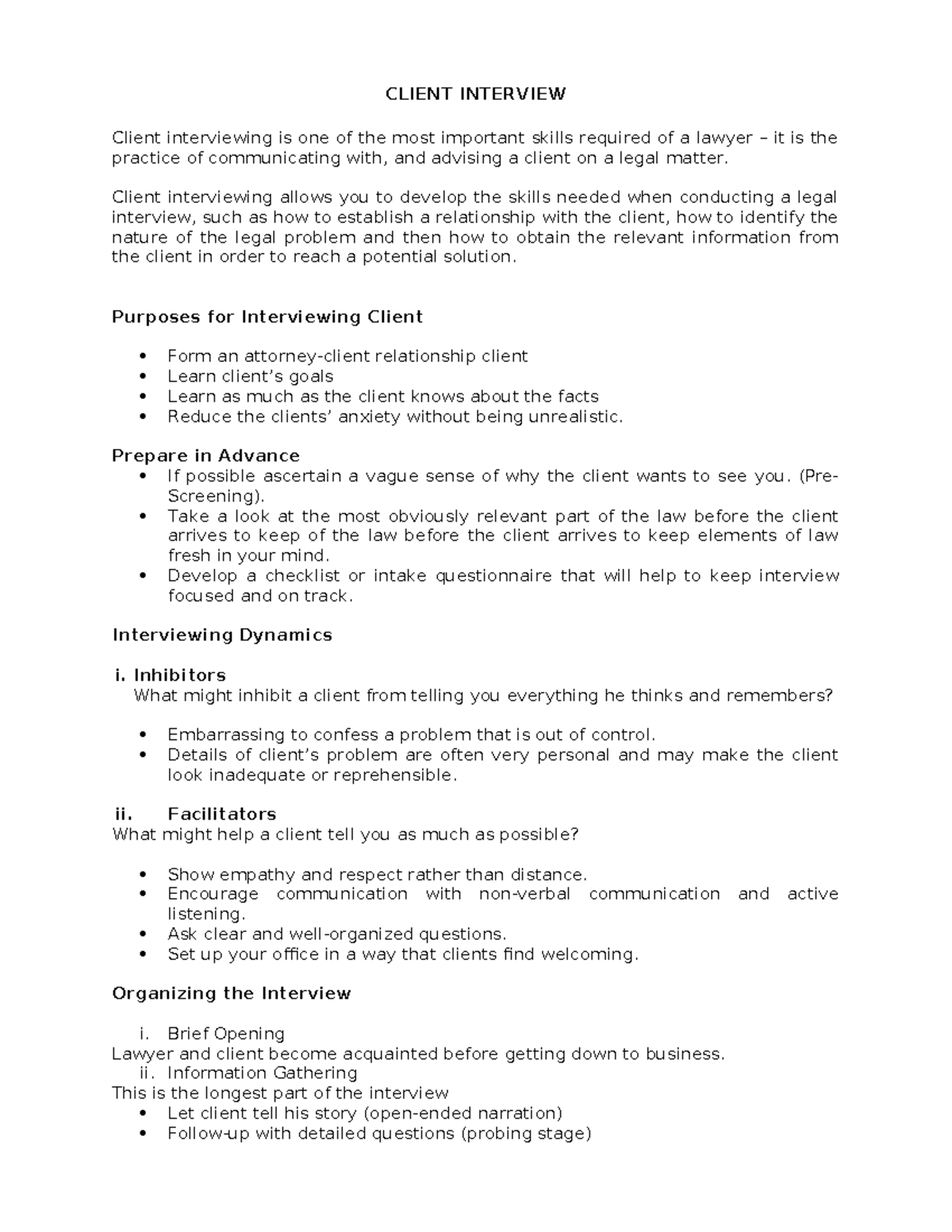 CLIENT INTERVIEW & TRIAL PREPARATION: Essential Skills for Lawyers ...