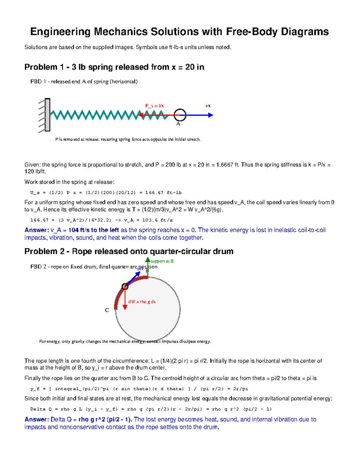 Engineering Mechanics FBD Solutions: Final Exam Guide - Studocu