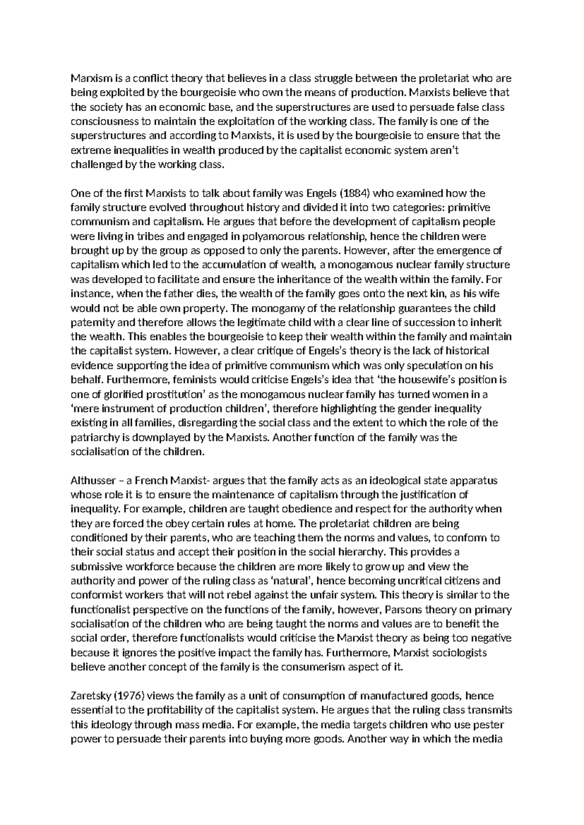 Marxist Analysis of Family Structures: Class Struggle and Social ...