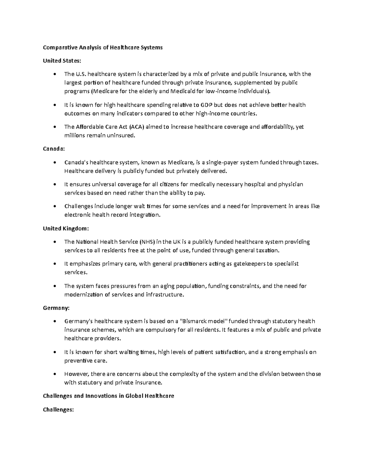 Comparative Analysis of Global Health Systems: Key Insights ...