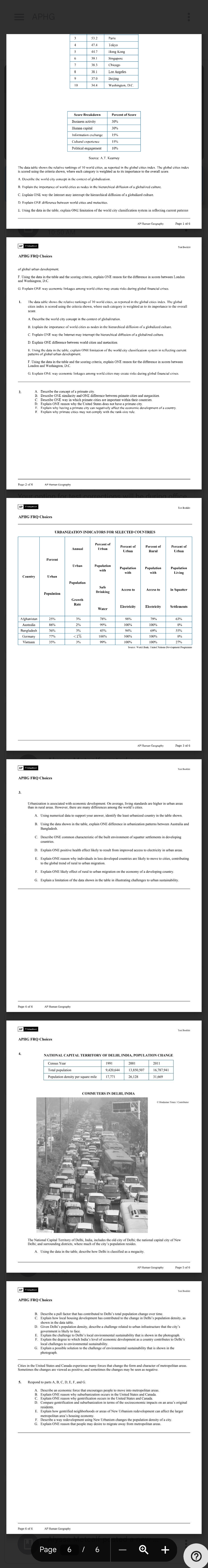 APHG - Unit 7 Study Guide: Global Cities and Urbanization Insights ...