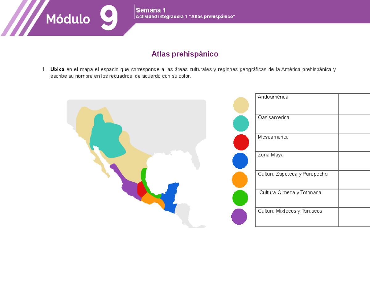 Atlas Prehispánico - Actividad Integradora 1: Culturas y Regiones - Studocu