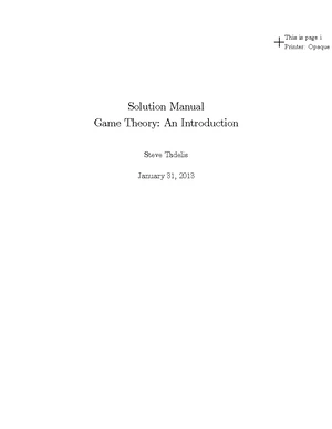 Game Theory (GT101): Introduction & Solution Manual Overview - Studocu