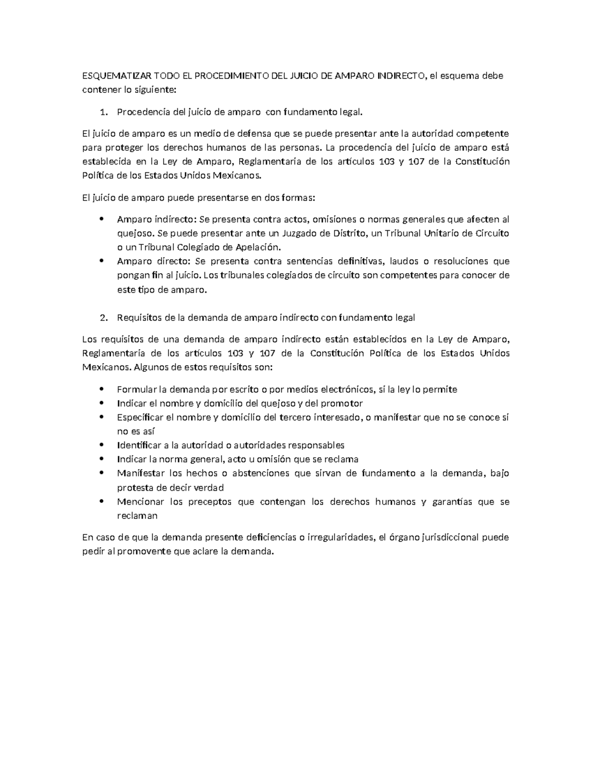 Esquema del Juicio de Amparo Indirecto: Procedimiento y Fundamentos ...