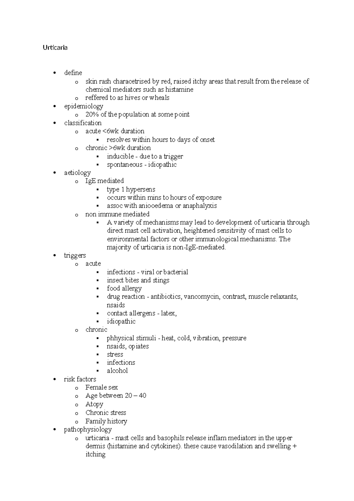Urticaria Overview: Types, Triggers & Pathophysiology Notes - Derm ...