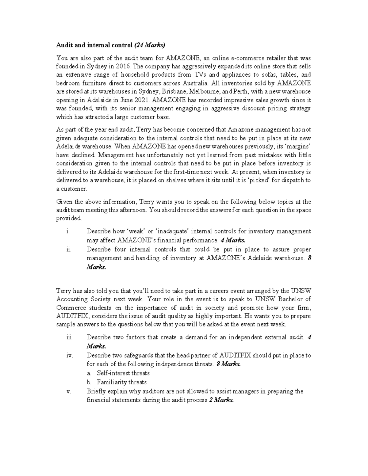 Audit and Internal Control - The company has aggressively expanded its ...