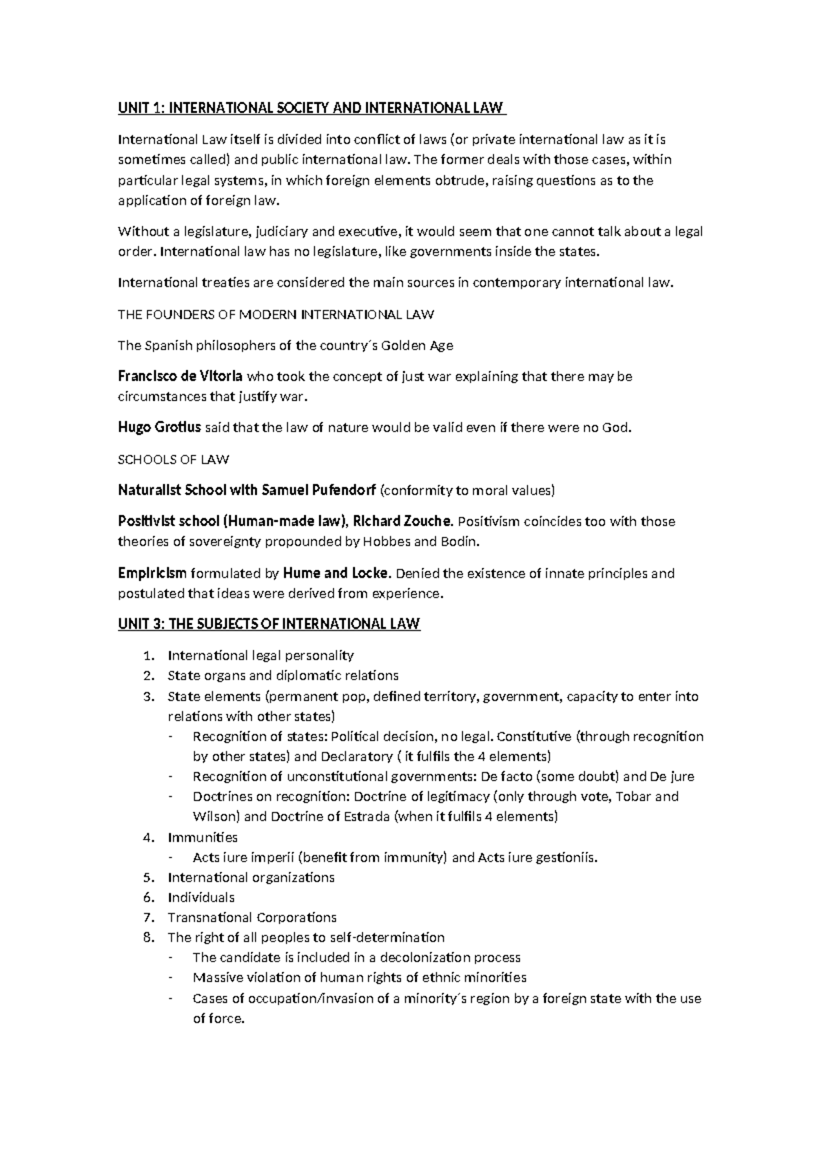 International Law Themes: Units 1-11 Overview and Key Concepts - Studocu