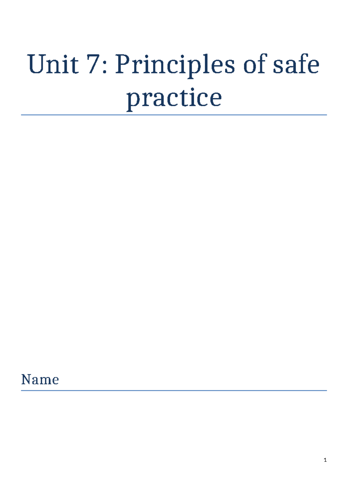 Unit 7: Safe Practice Principles & Harvard Referencing Guide - Studocu