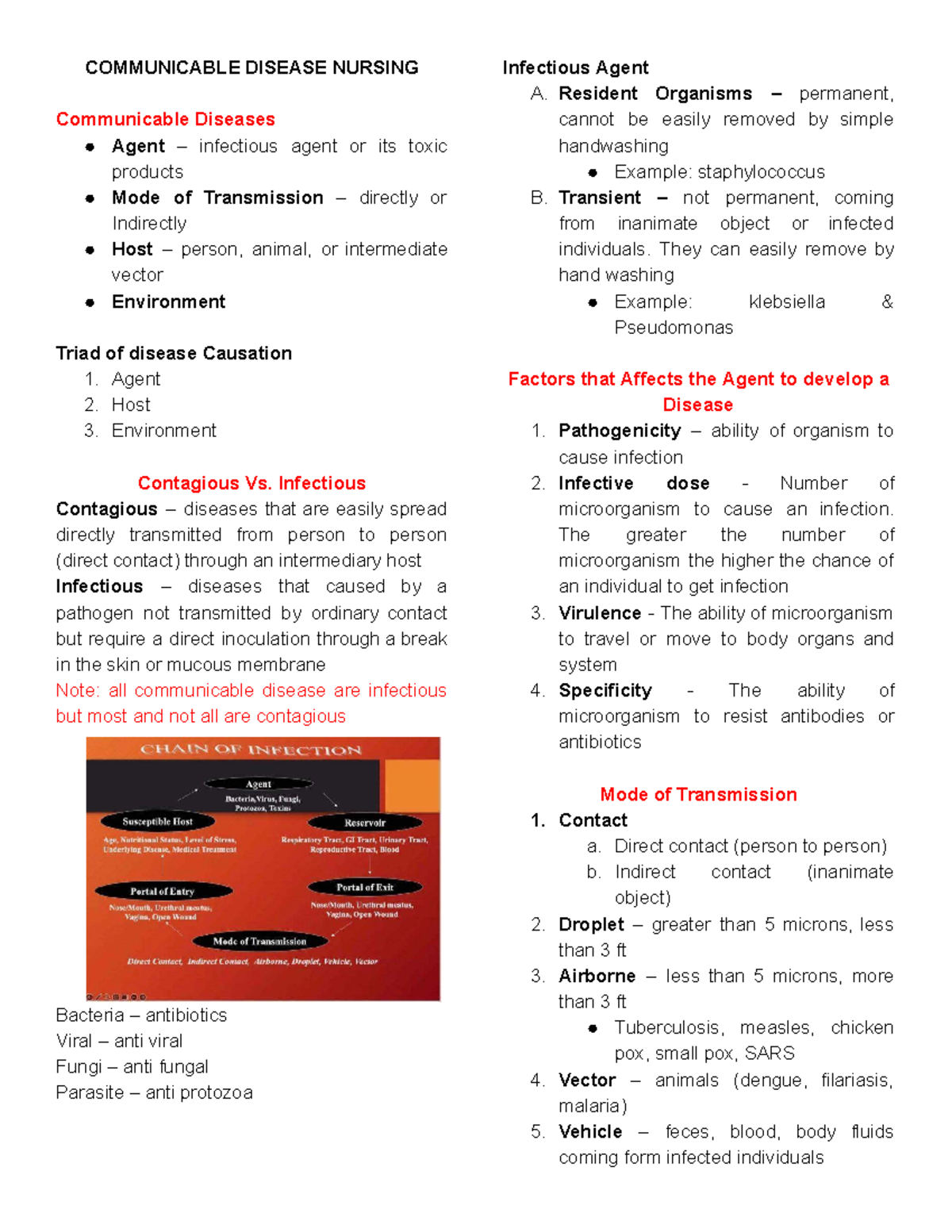 CD 101: Communicable Disease Nursing Overview and Management - Studocu