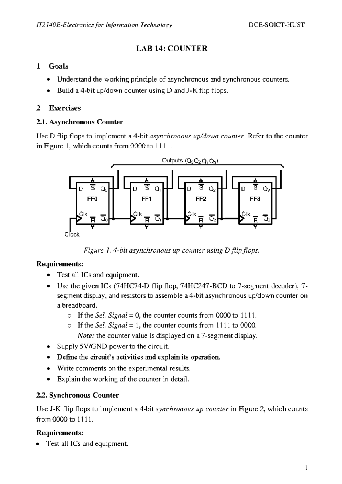IT LAB 14: Asynchronous & Synchronous Counter Implementation Guide ...