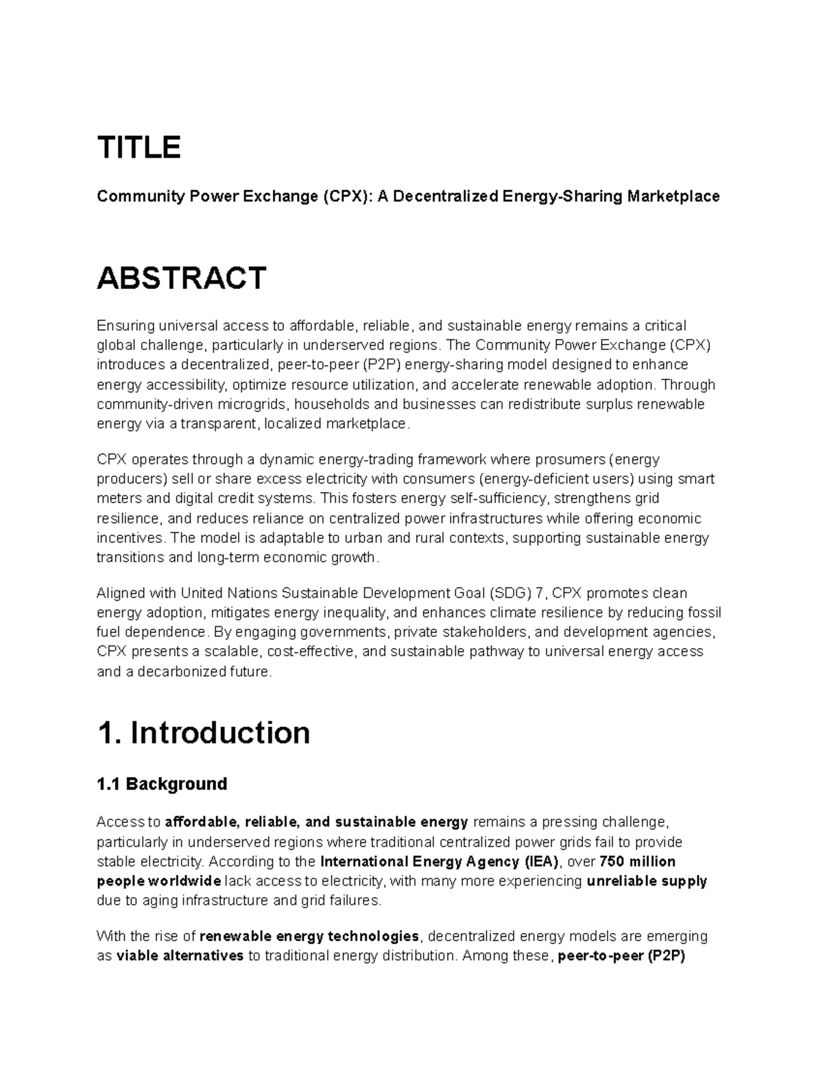 Community Power Exchange (CPX): A Decentralized Energy Marketplace ...