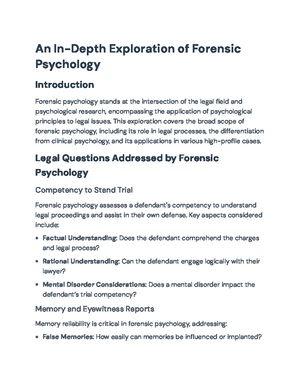 Forensic Psychology - Study Notes & Assignments - Studocu