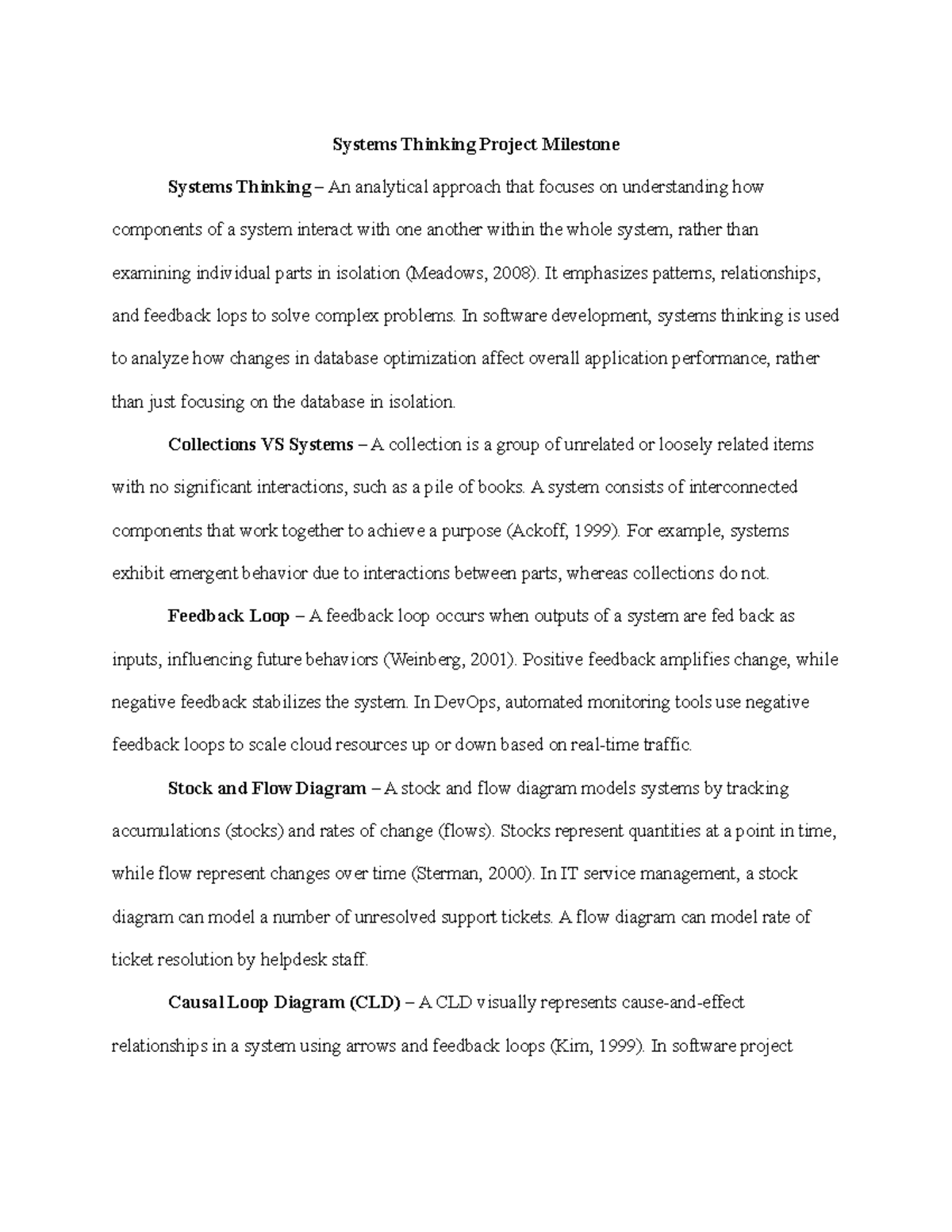 IT-200 Systems Thinking Project Milestone: Analyzing System ...