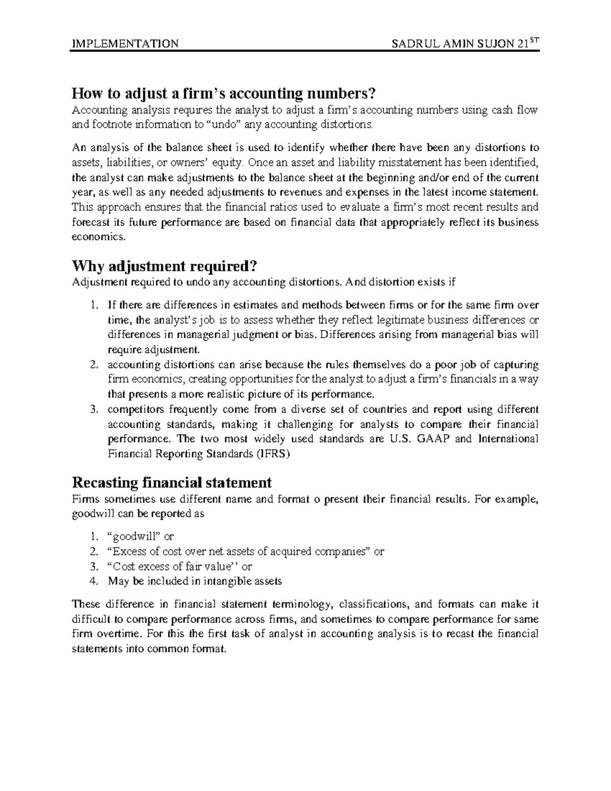 Accounting Adjustments: Addressing Distortions in Financial Statements ...