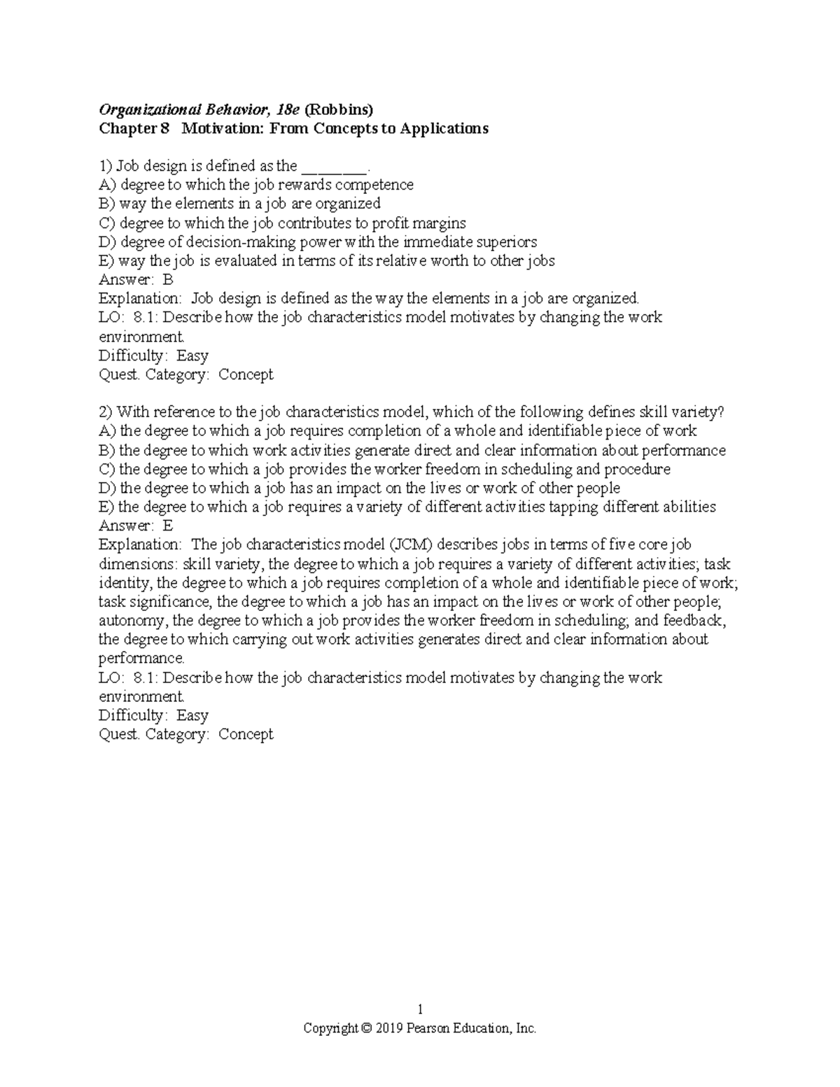Chapter 8 - OB: Motivation Concepts & Applications (Robbins, 18e) - Studocu