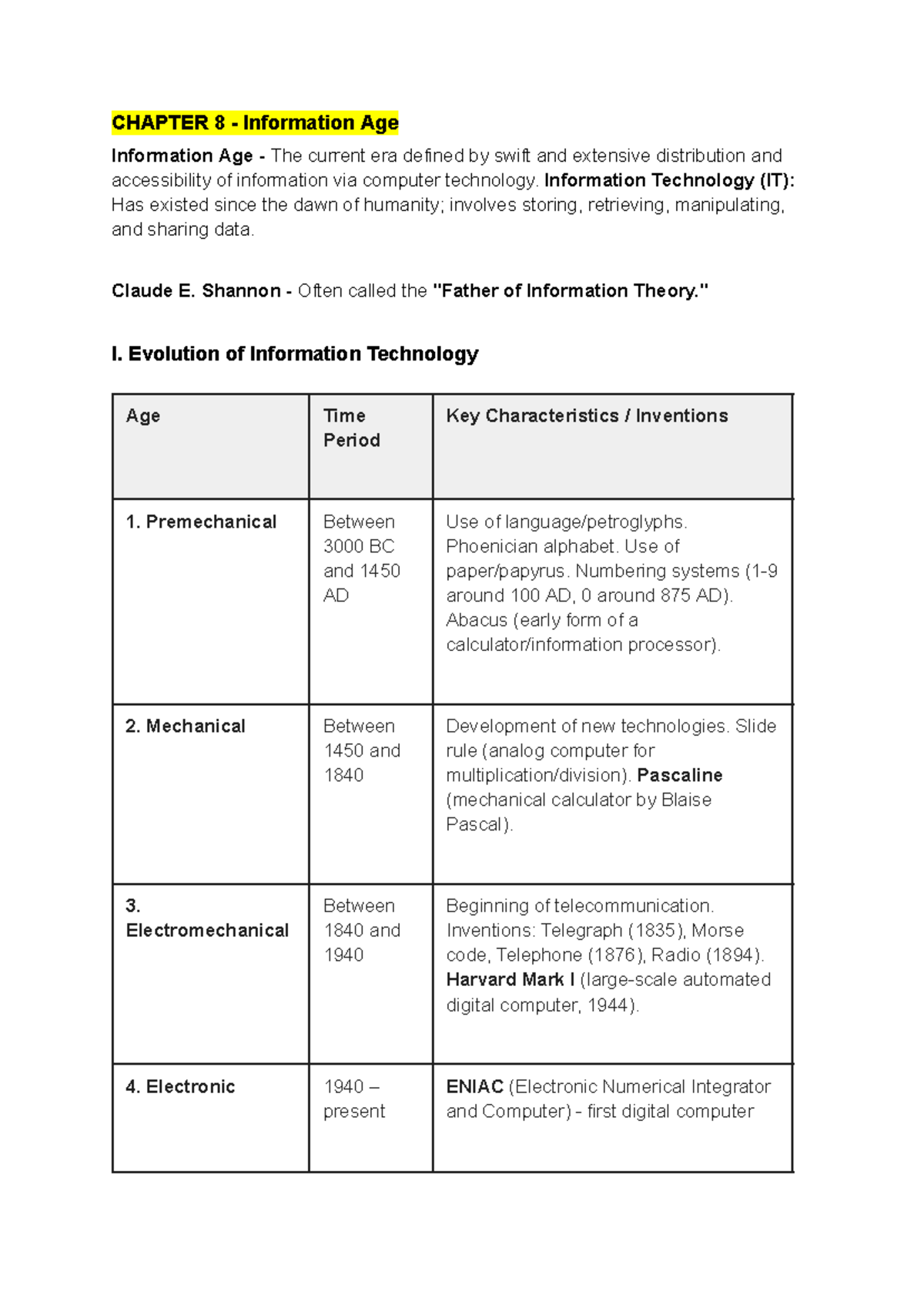 CHAPTER 8 & 9: Information Age & Nanotechnology Overview for STS Finals ...