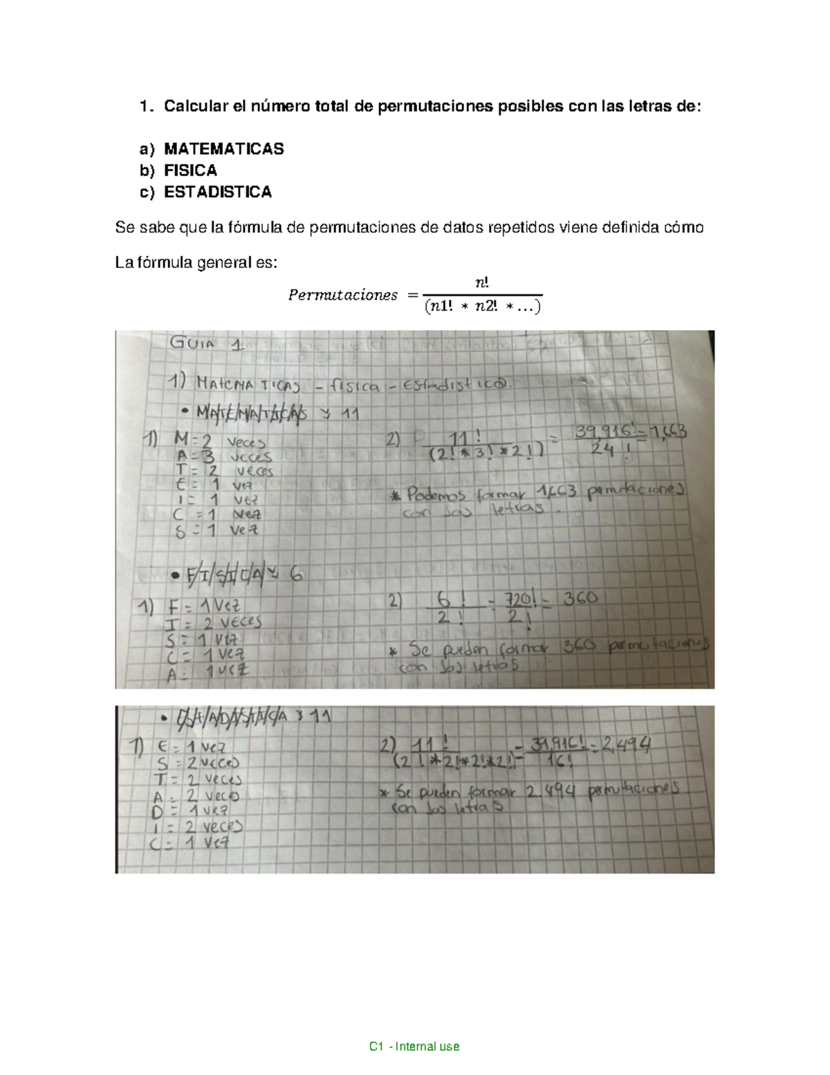 Estadística C1: Guía de Permutaciones y Combinaciones - Studocu