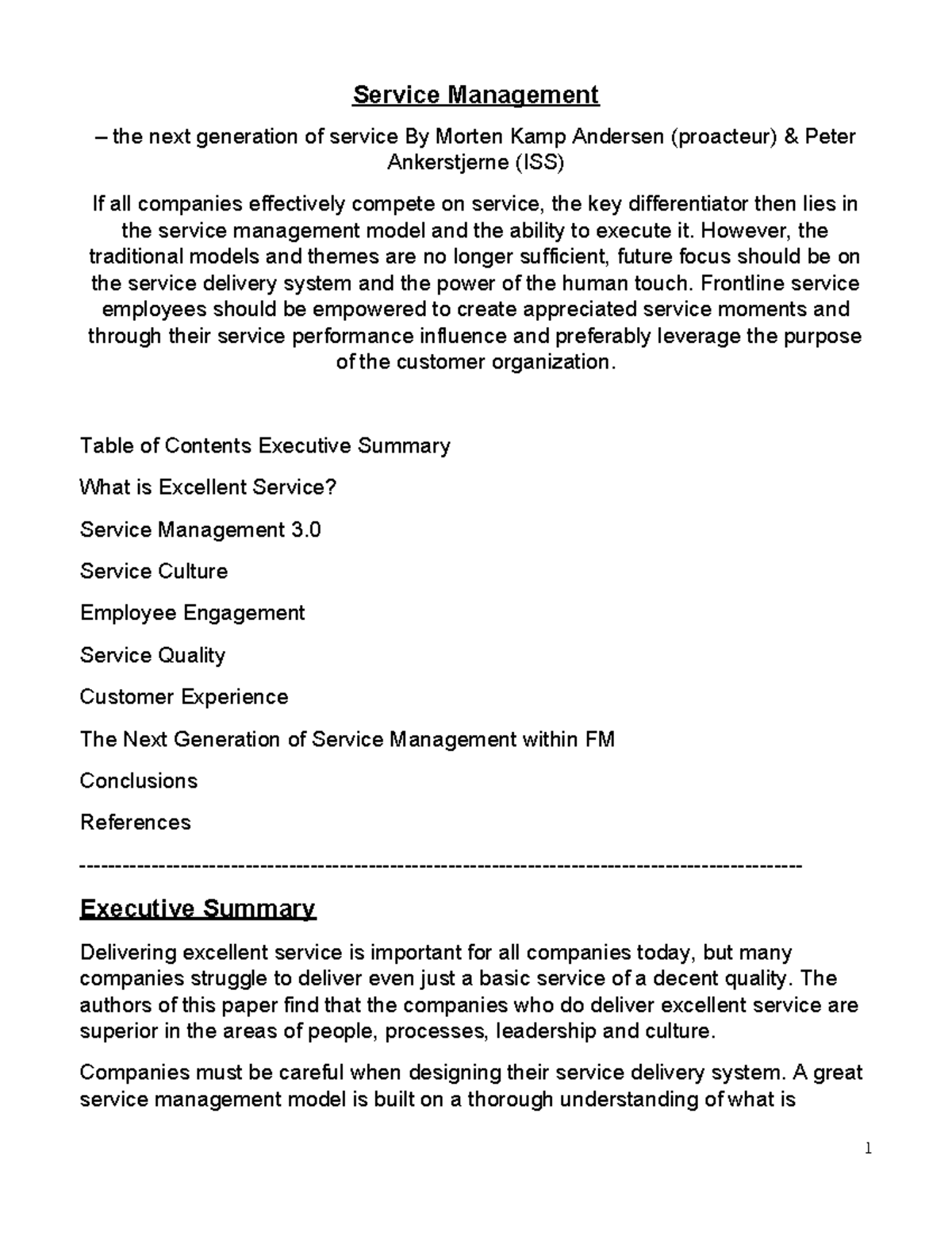 Service Management 3.0: The Future of Excellent Service Delivery - Studocu