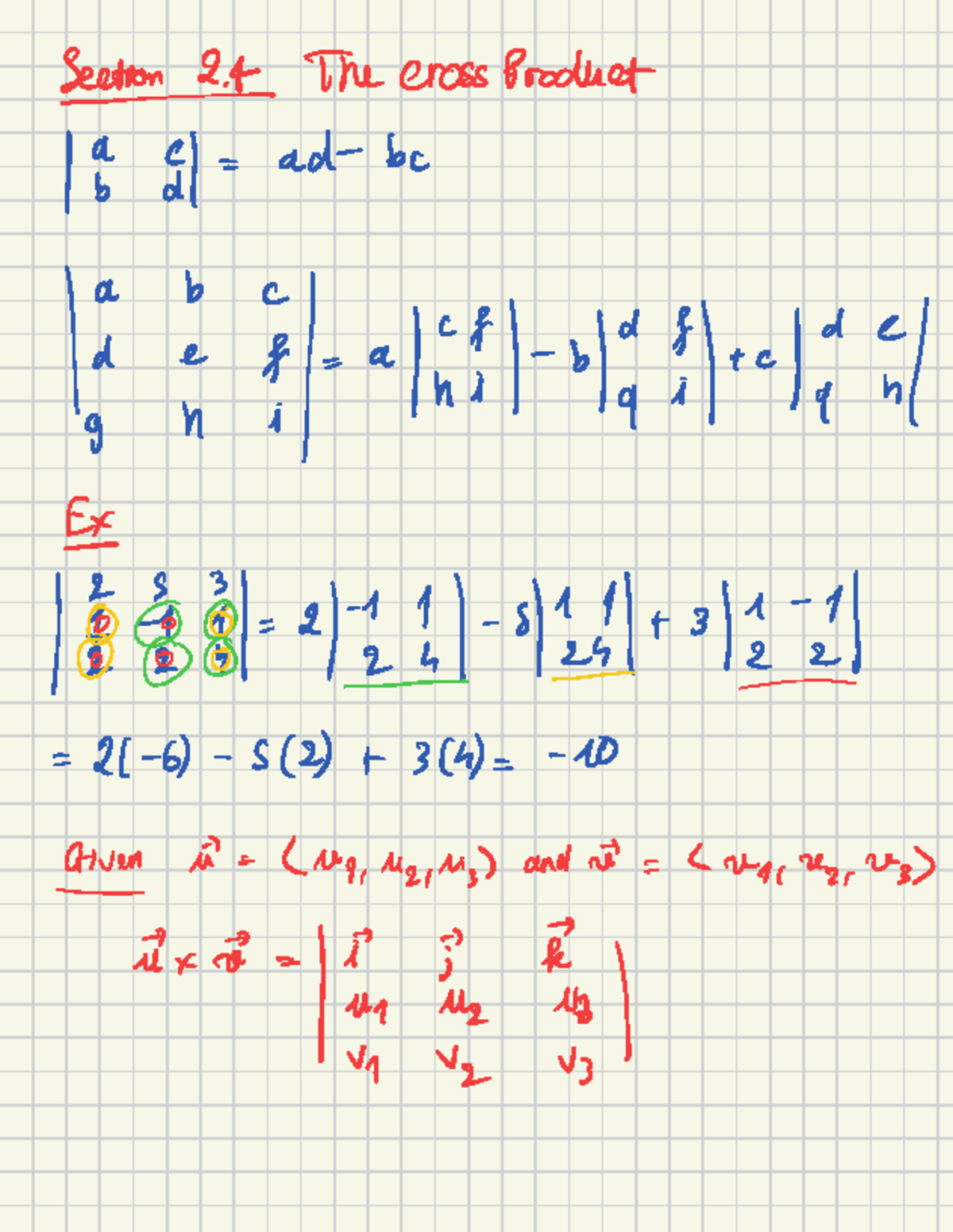 MAT 2140 Lecture 2 - 2.4 Cross Product Notes - Studocu