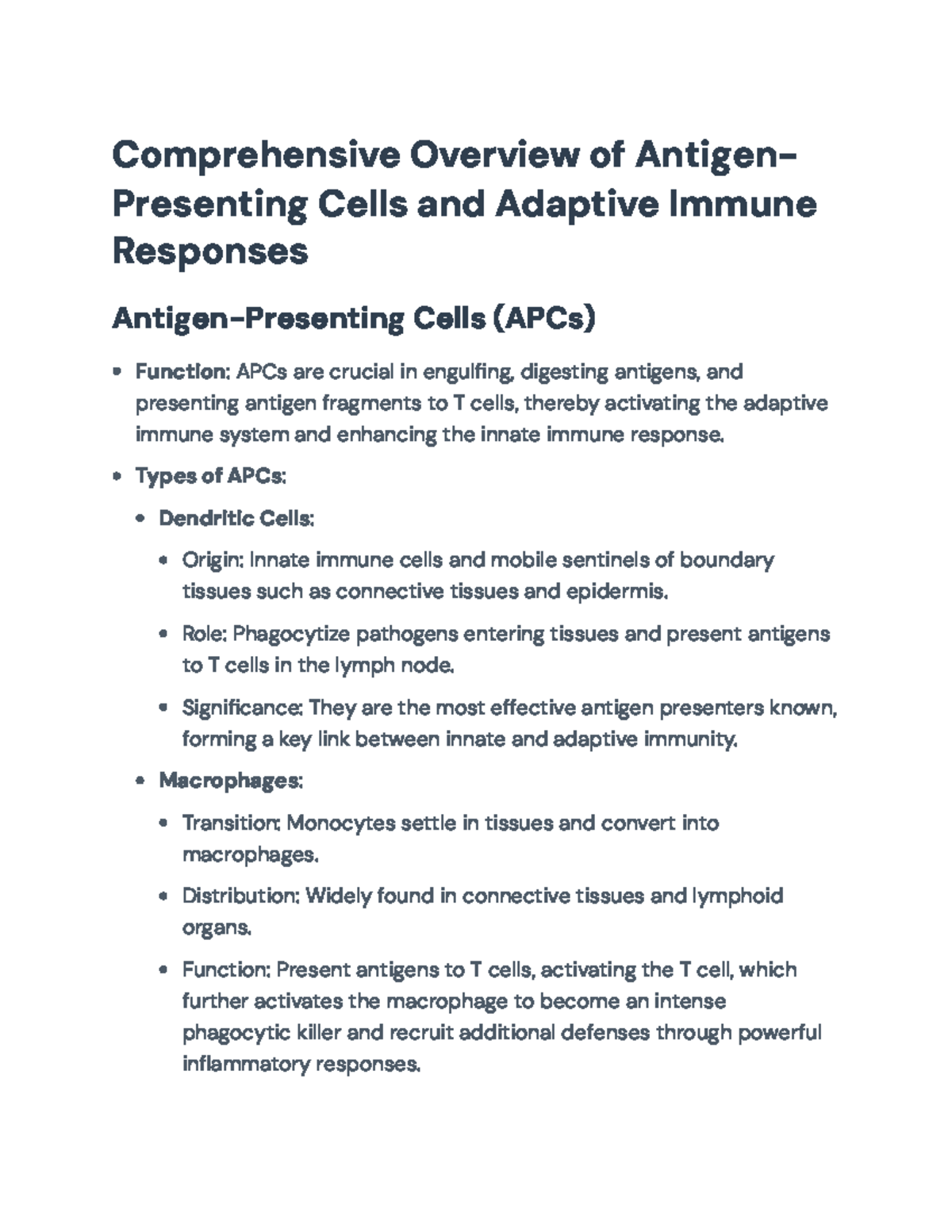 Comprehensive Overview of APCs and Adaptive Immune Responses ...