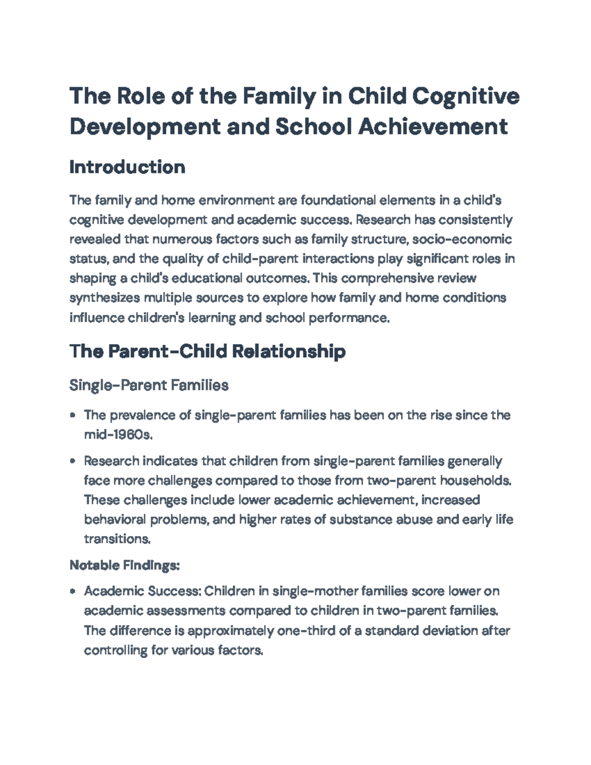 The Role of Family in Child Cognitive Development and Academic Success ...