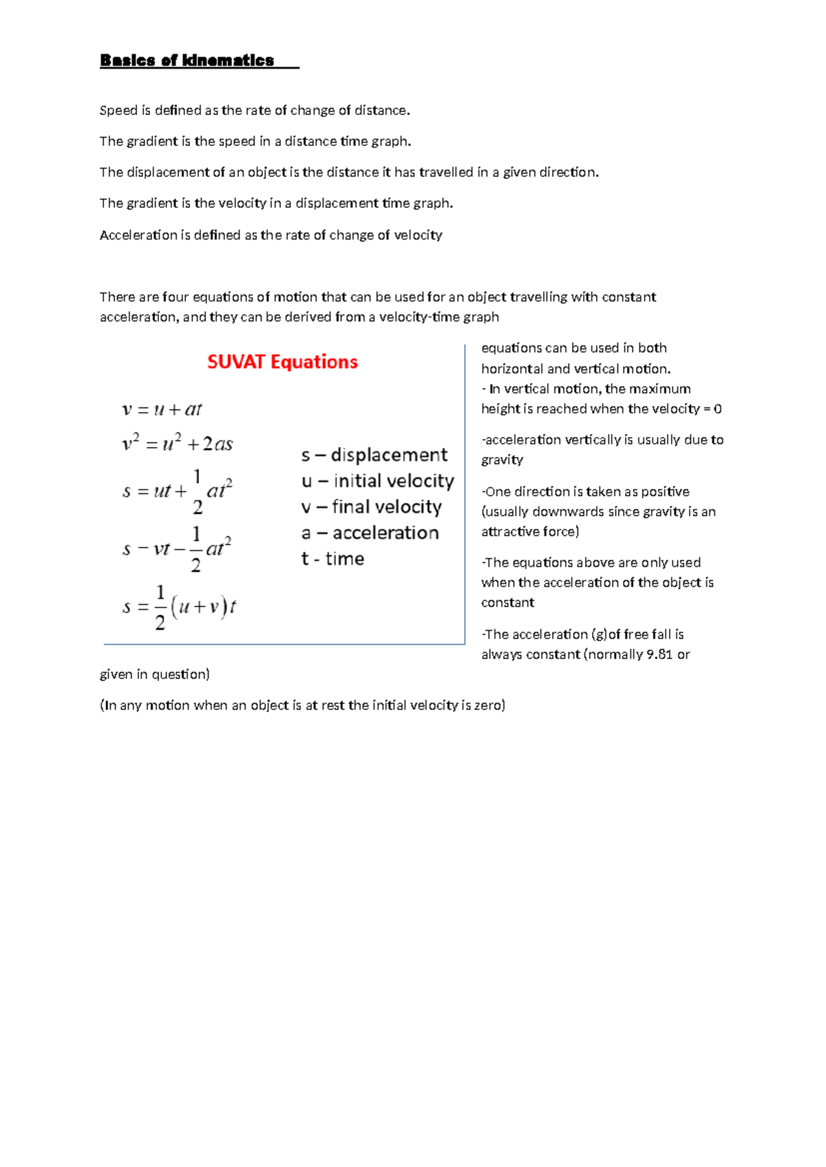 3.1.2 Kinematics: Understanding Speed, Velocity, and Acceleration - Studocu
