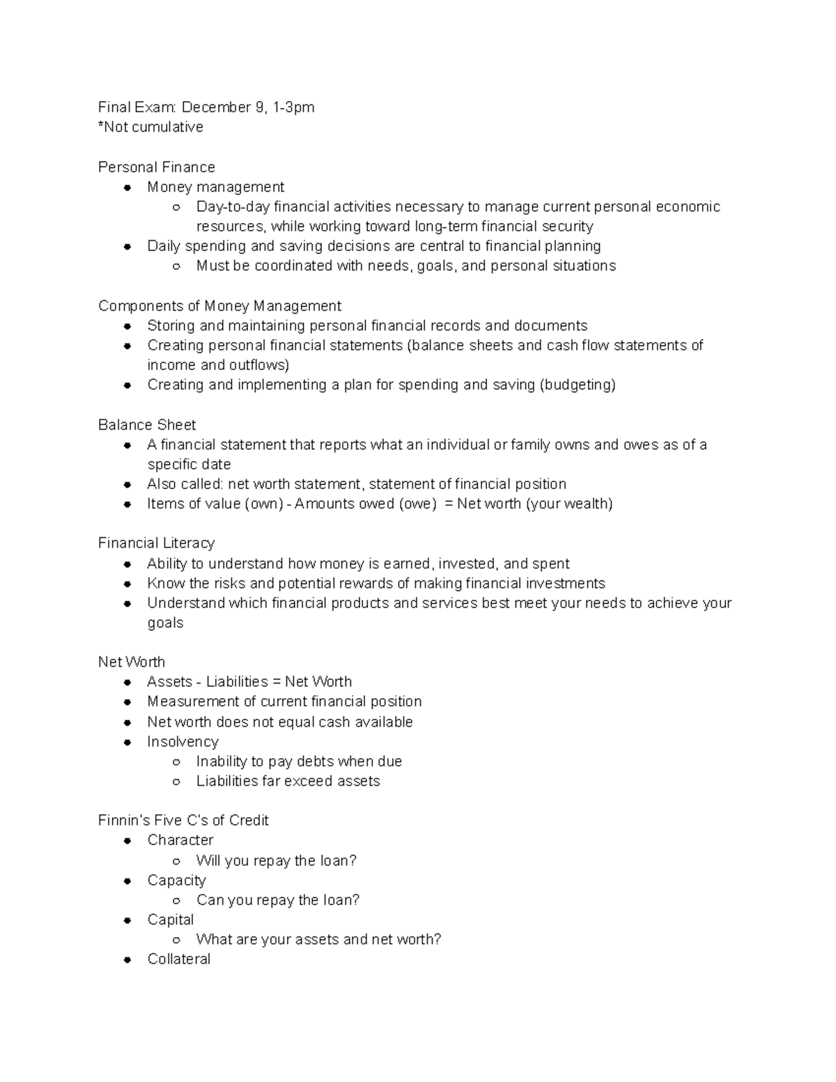 Foundations of Business 101 Final Exam Study Guide - Studocu