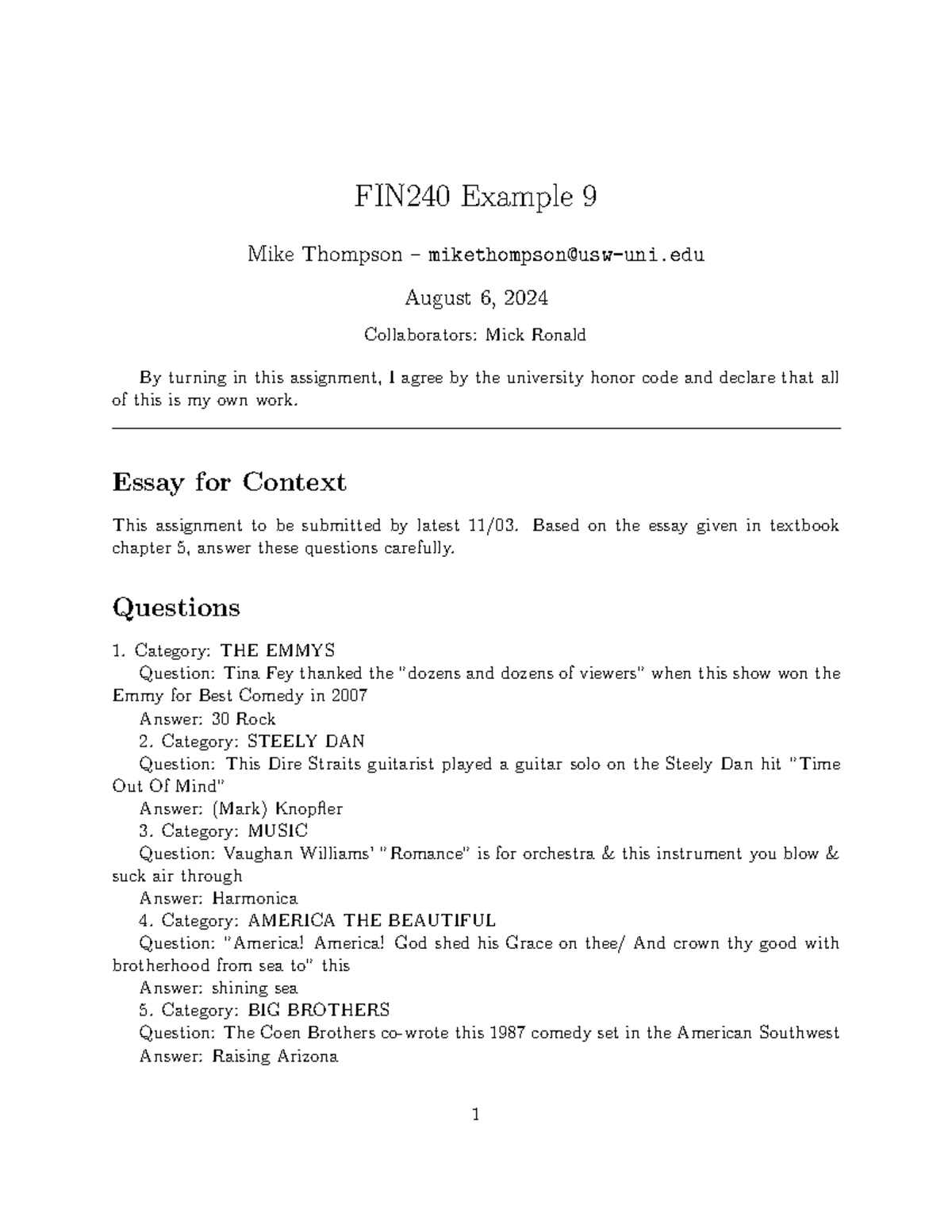 FIN240 Example 9 - develop the necessary skills to evaluate sources of ...