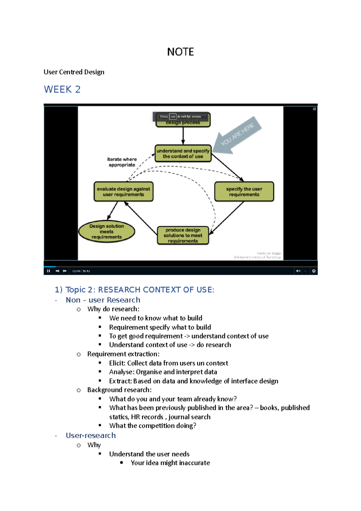 User Centred Design Notes - Lecture Summary for Week 2 to 4 - Studocu